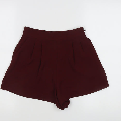 Topshop Women's Pleated Shorts Red Size 8