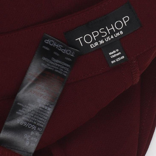 Topshop Women's Pleated Shorts Red Size 8