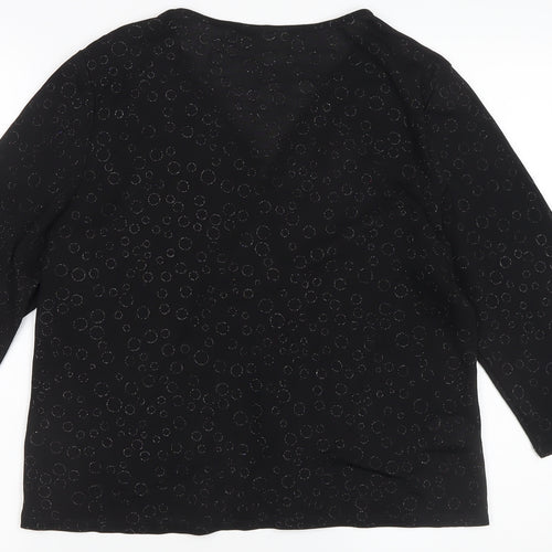 CC Women's Black Wrap Top, Petites XL, V-Neck Style