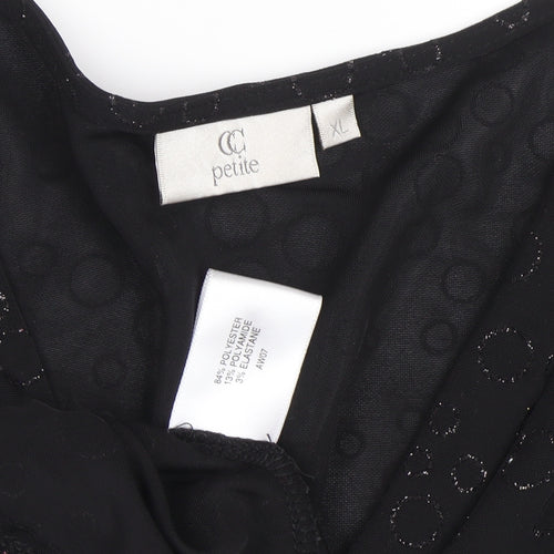 CC Women's Black Wrap Top, Petites XL, V-Neck Style