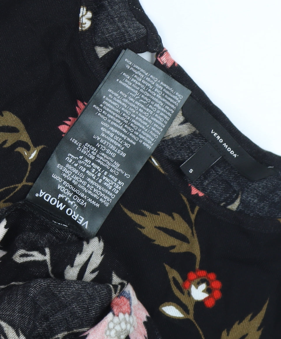 Vero Moda Women's Black Floral Shift Dress S