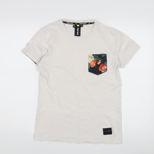 Criminal Damage Unisex White M T-Shirt Crew Neck Floral