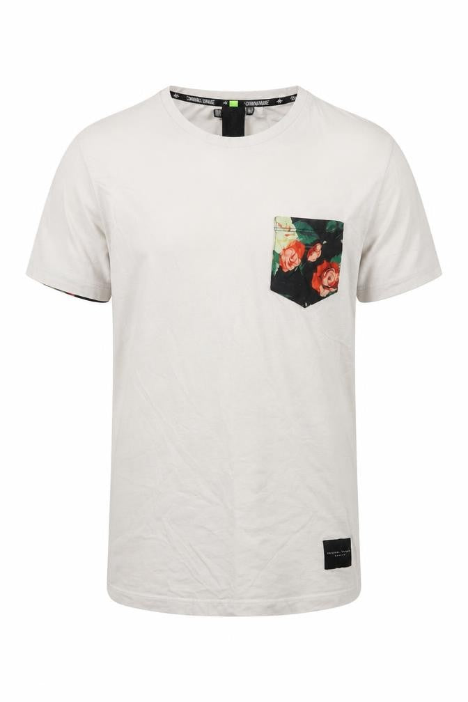 Criminal Damage Unisex White M T-Shirt Crew Neck Floral