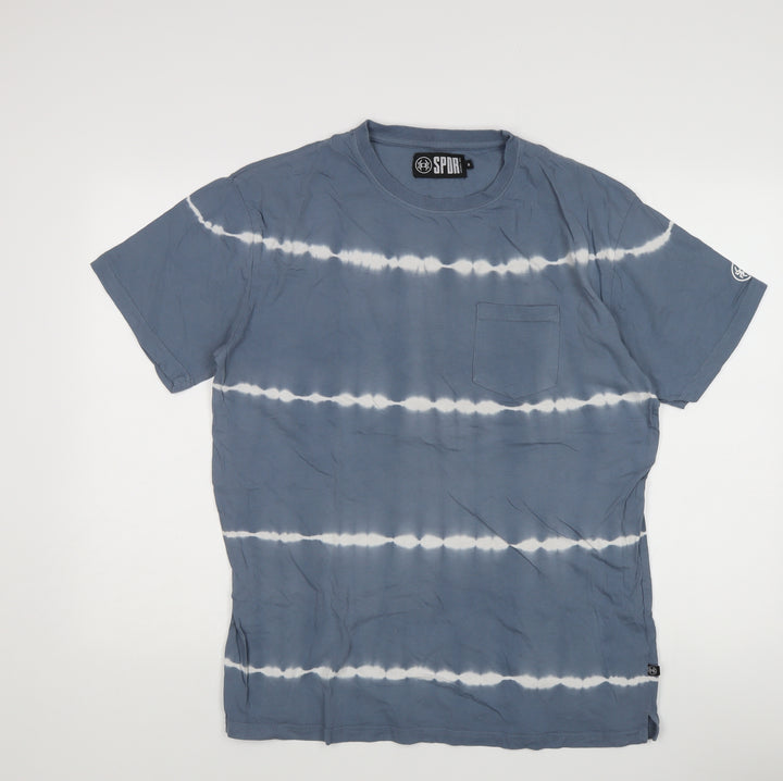 SPDR Blue Tie-Dye Graphic Print T-Shirt, Men's M