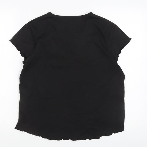 Poppy Women's Black V-Neck T-Shirt Size 18