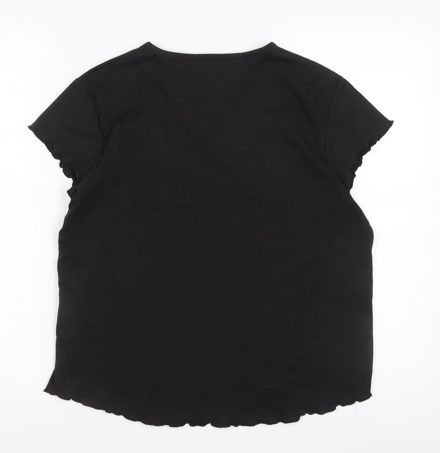 Poppy Women's Black V-Neck T-Shirt Size 18