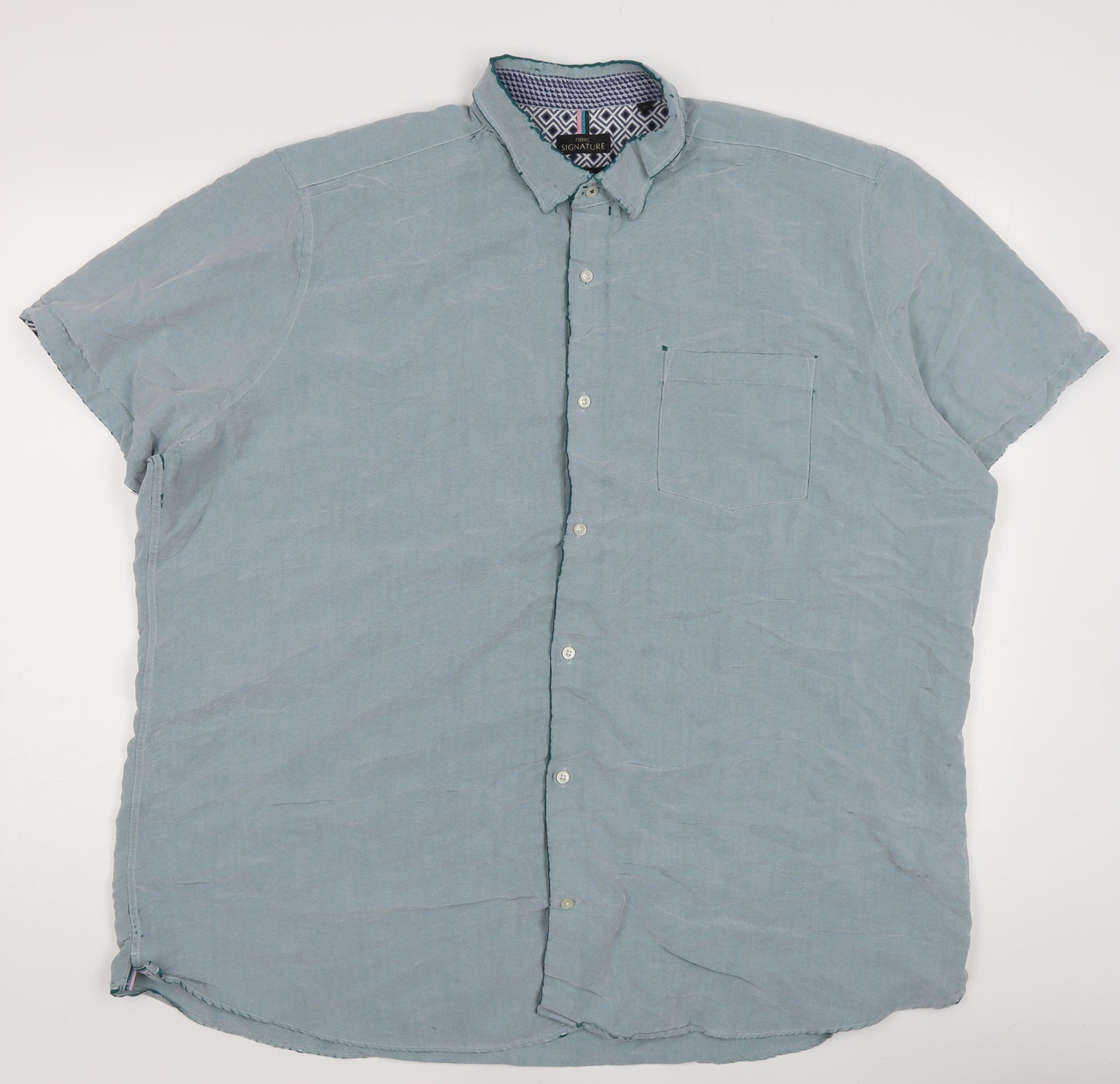 Next Signature Men's Blue Slim Fit Short Sleeve Shirt