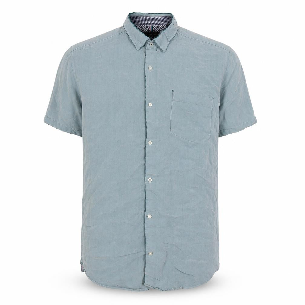 Next Signature Men's Blue Slim Fit Short Sleeve Shirt