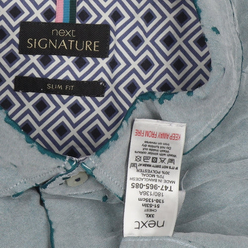 Next Signature Men's Blue Slim Fit Short Sleeve Shirt