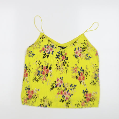 New Look Women’s Yellow Floral Camisole Tank, Size 8