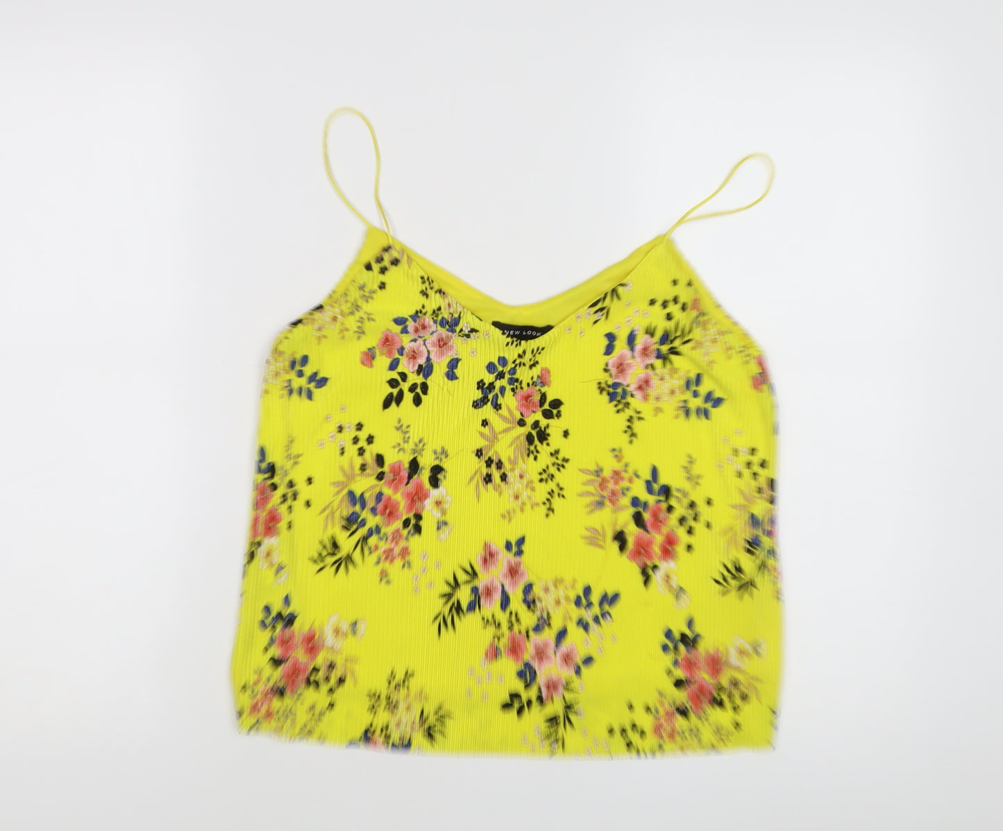 New Look Women’s Yellow Floral Camisole Tank, Size 8