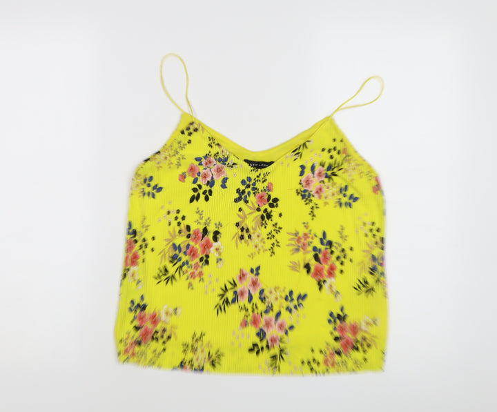 New Look Women’s Yellow Floral Camisole Tank, Size 8