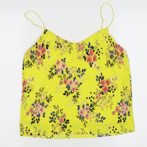 New Look Women’s Yellow Floral Camisole Tank, Size 8