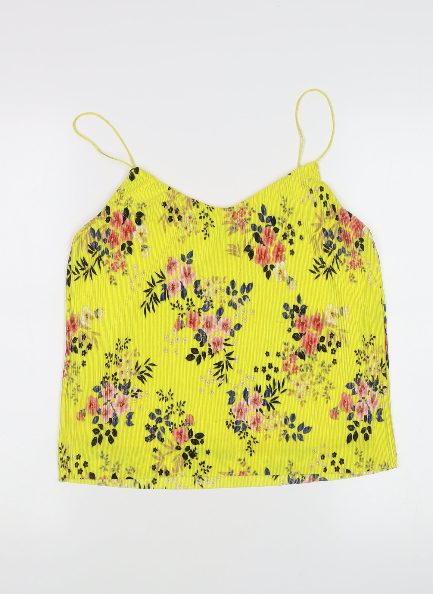 New Look Women’s Yellow Floral Camisole Tank, Size 8