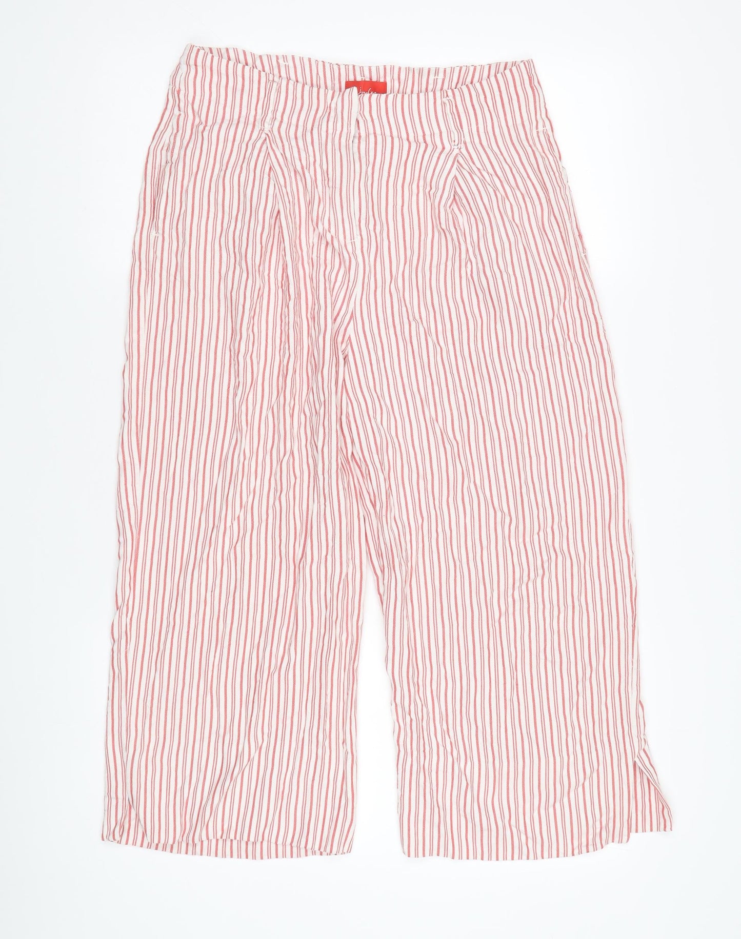 Joules Women's Red Striped Cropped Trousers, Size 14