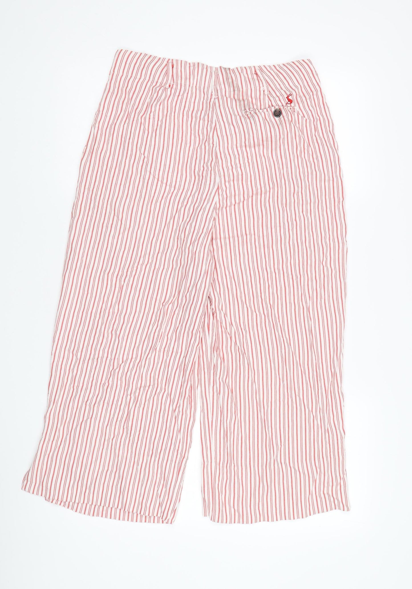 Joules Women's Red Striped Cropped Trousers, Size 14