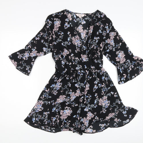 Dorothy Perkins Women’s Black Floral Playsuit