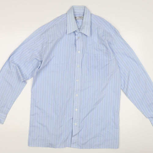 C&A Men’s Blue Striped Dress Shirt M Cotton Blend