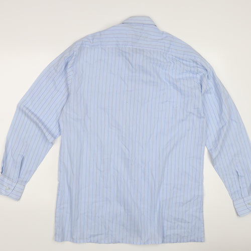 C&A Men’s Blue Striped Dress Shirt M Cotton Blend