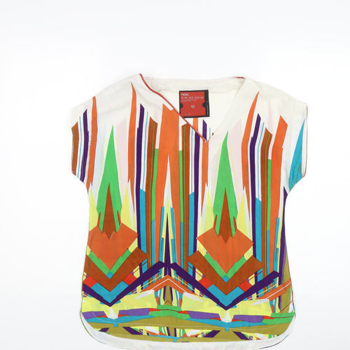 Next Women's Geometric Multicoloured Blouse V-Neck