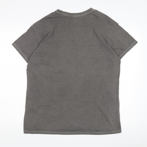 Smiley World Grey Funny Graphic Print T-Shirt, M, Men's