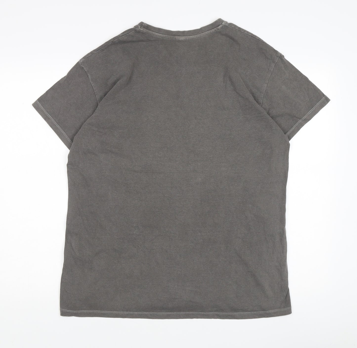 Smiley World Grey Funny Graphic Print T-Shirt, M, Men's