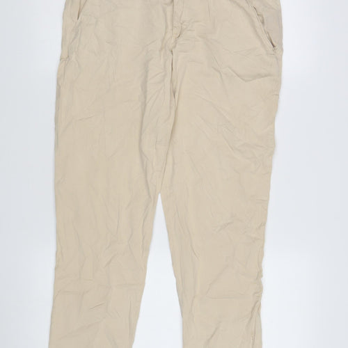 Zara Women Beige Chino Trousers, Size 12, Casual Style