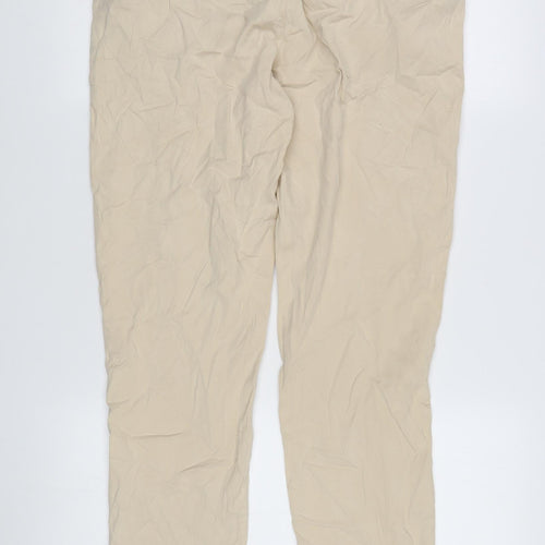 Zara Women Beige Chino Trousers, Size 12, Casual Style