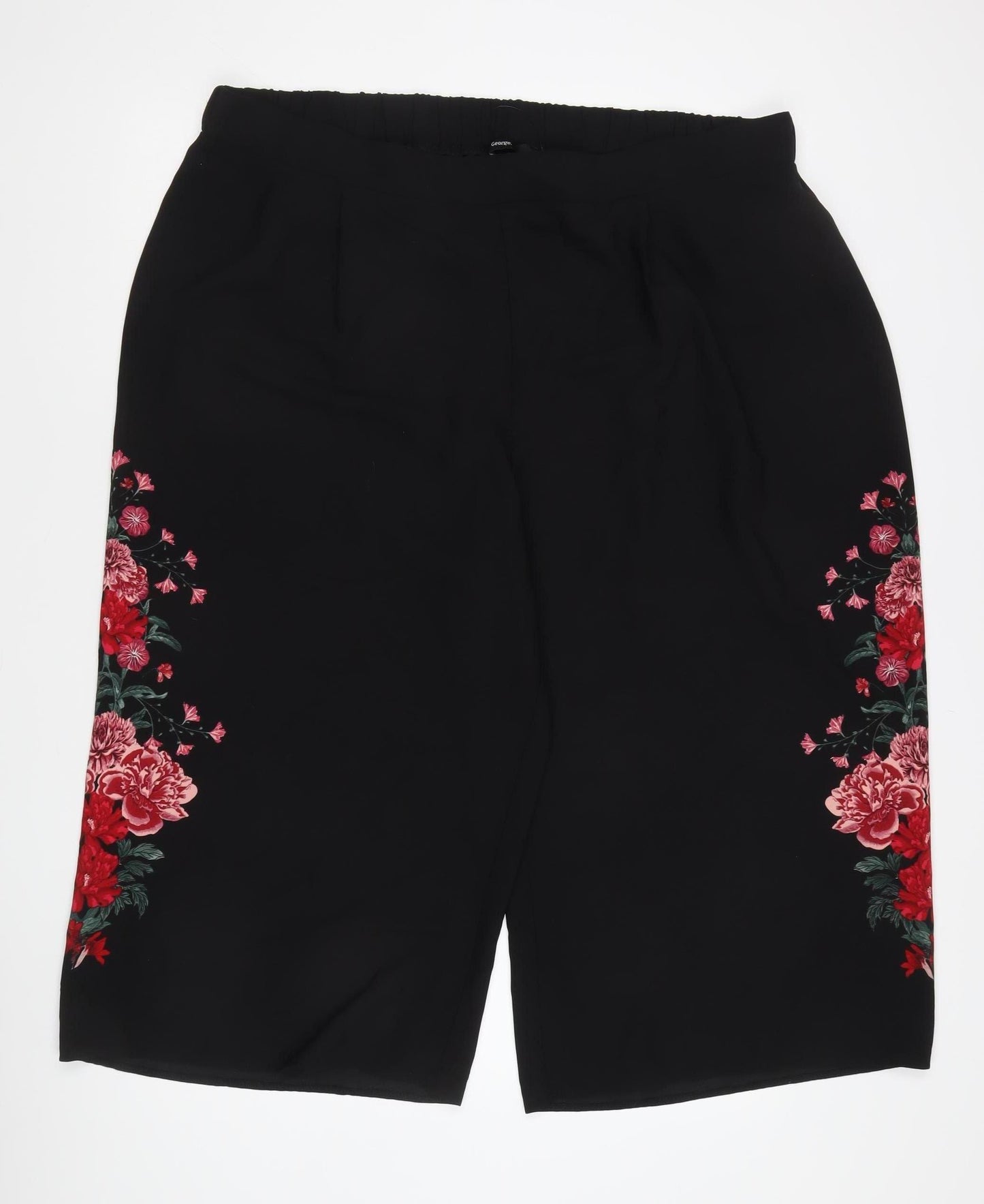 George Women's Black Floral Capri Trousers Size 22