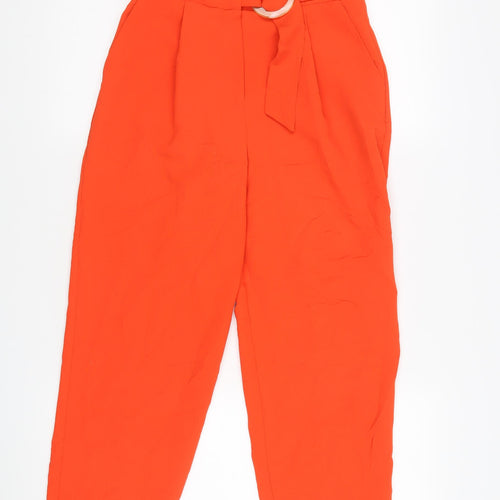Topshop Women's Orange Ankle Trousers, UK 8, Belted