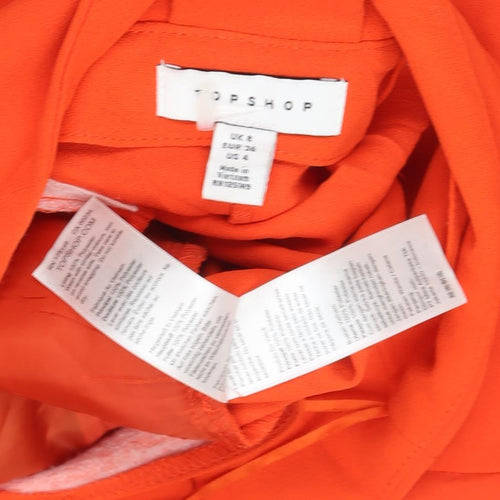 Topshop Women's Orange Ankle Trousers, UK 8, Belted
