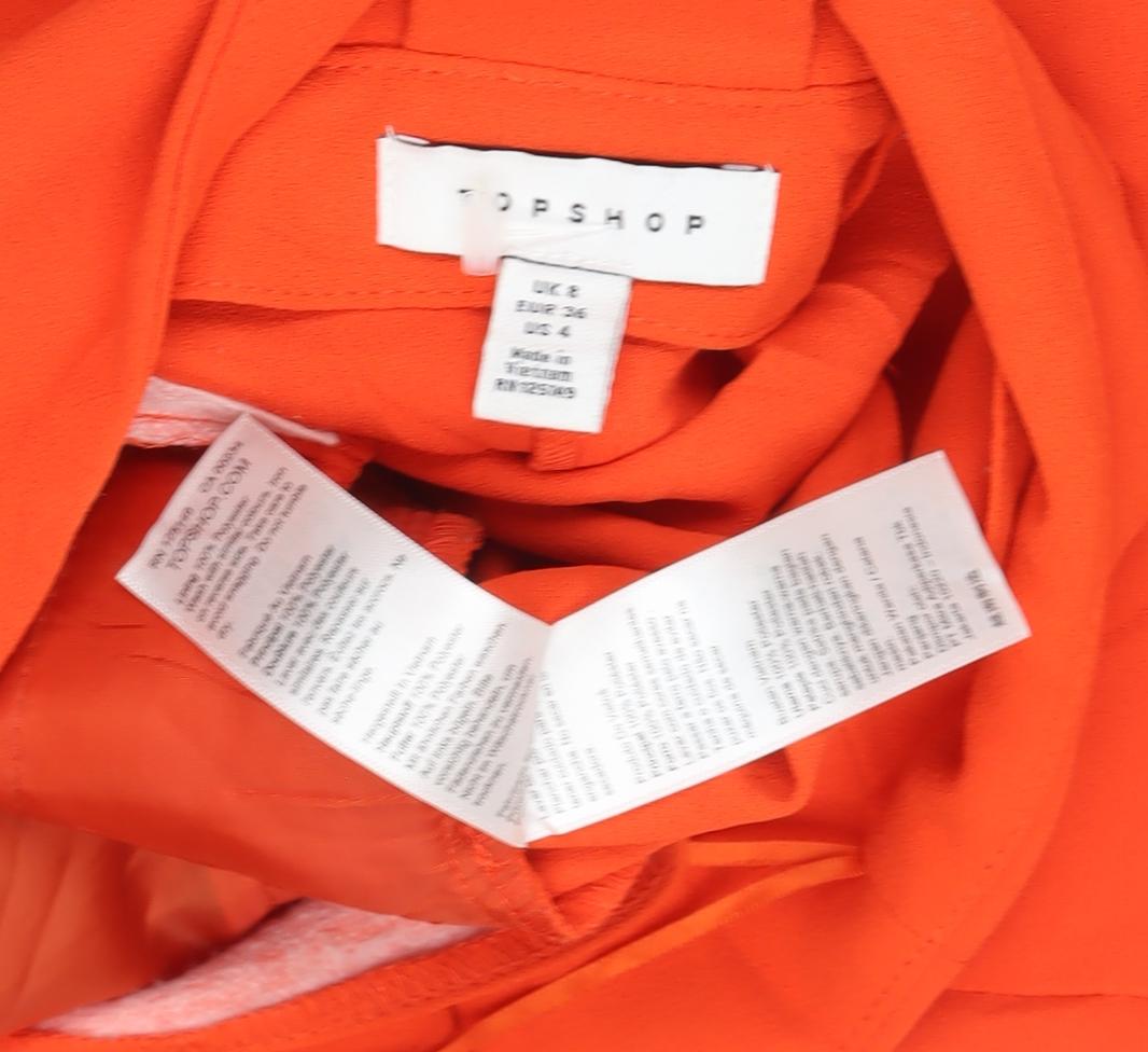 Topshop Women's Orange Ankle Trousers, UK 8, Belted