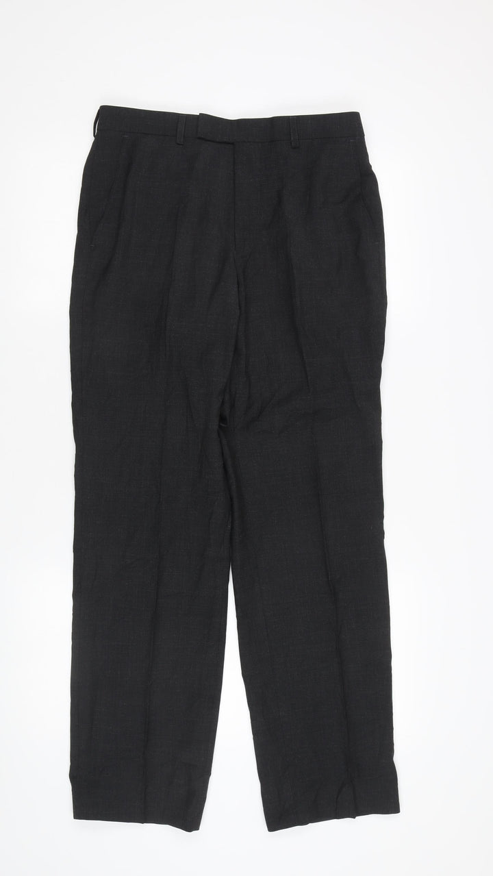 Marks and Spencer Men's Charcoal Wool Blend Trousers
