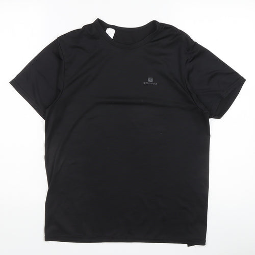 Decathlon Men's Black Basic Gym T-Shirt, Size S