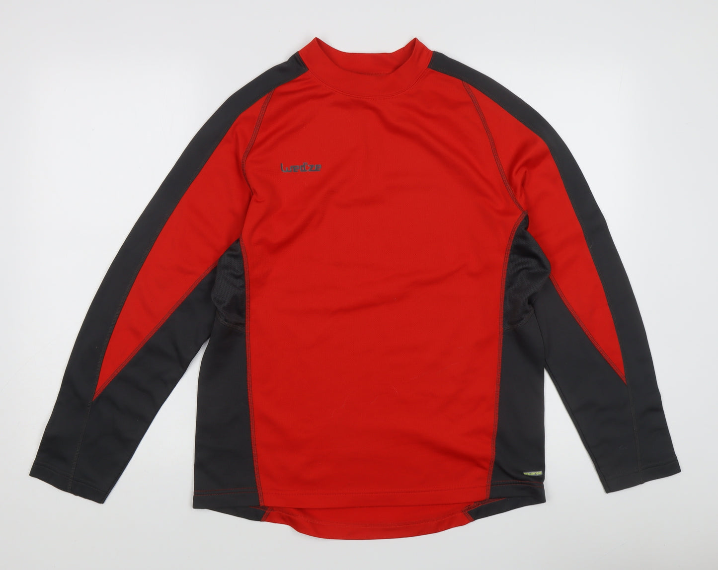 Decathlon Men's Red Black Long Sleeve Pullover Top