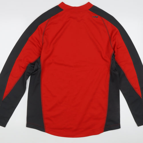 Decathlon Men's Red Black Long Sleeve Pullover Top