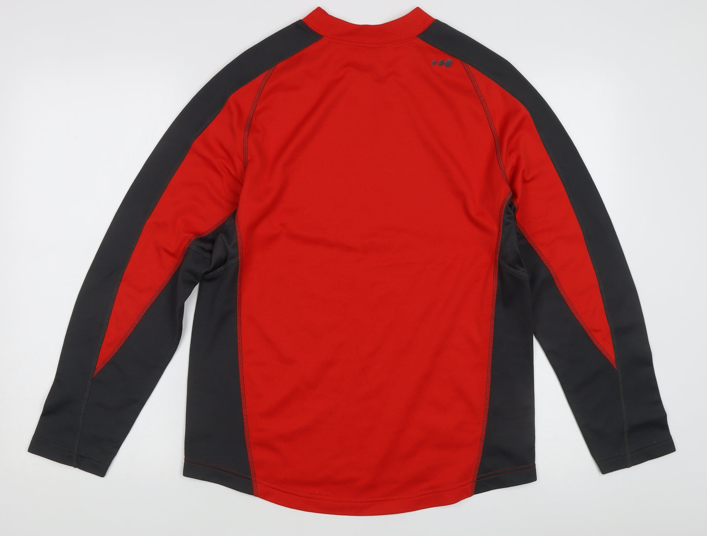 Decathlon Men's Red Black Long Sleeve Pullover Top