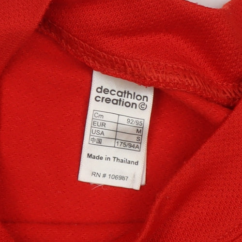 Decathlon Men's Red Black Long Sleeve Pullover Top