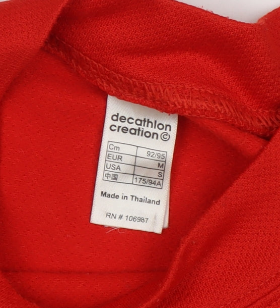 Decathlon Men's Red Black Long Sleeve Pullover Top