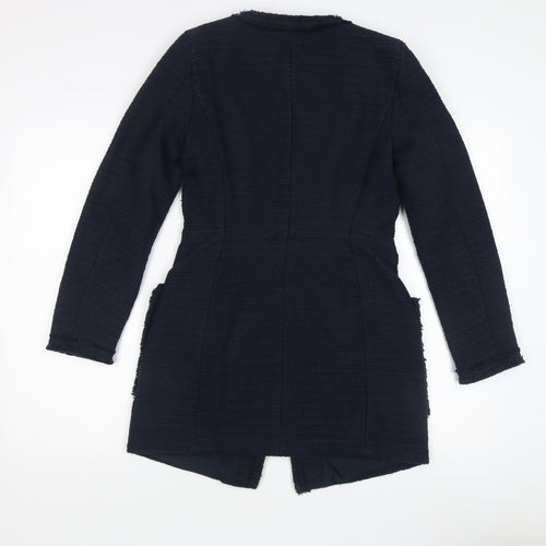 H&M Women's Blue Long Basic Coat, Size 6