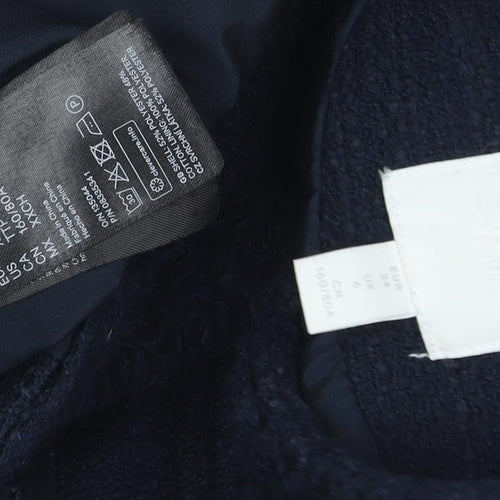 H&M Women's Blue Long Basic Coat, Size 6