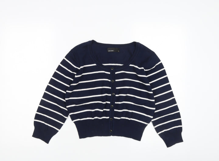 Vero Moda Women's XL Blue Cardigan, Striped Knit
