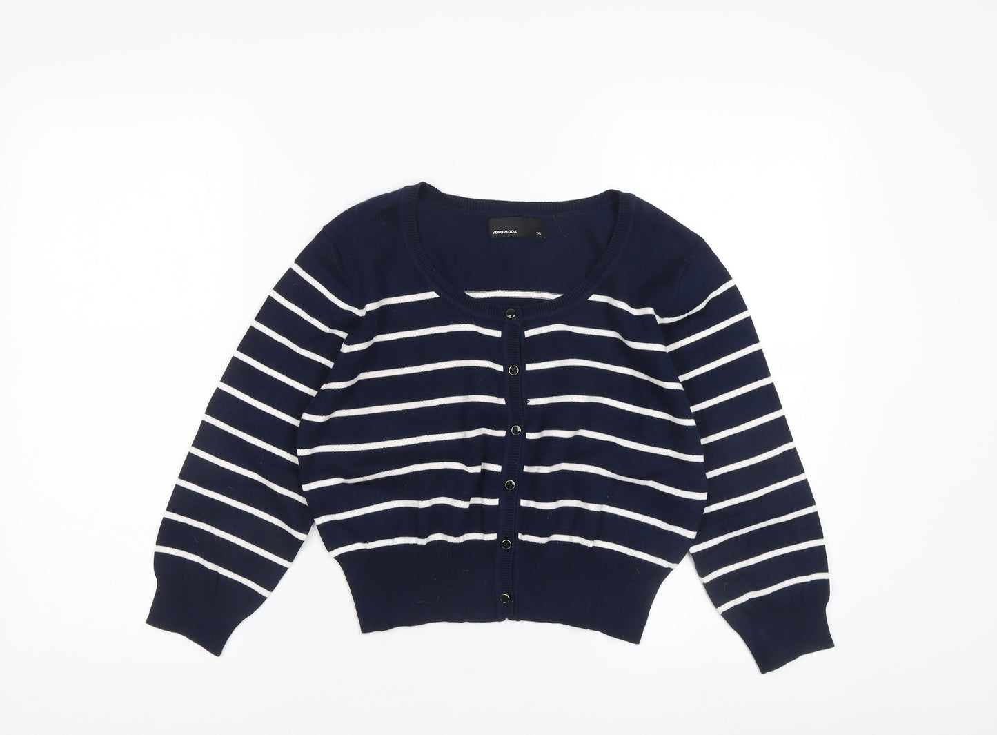 Vero Moda Women's XL Blue Cardigan, Striped Knit