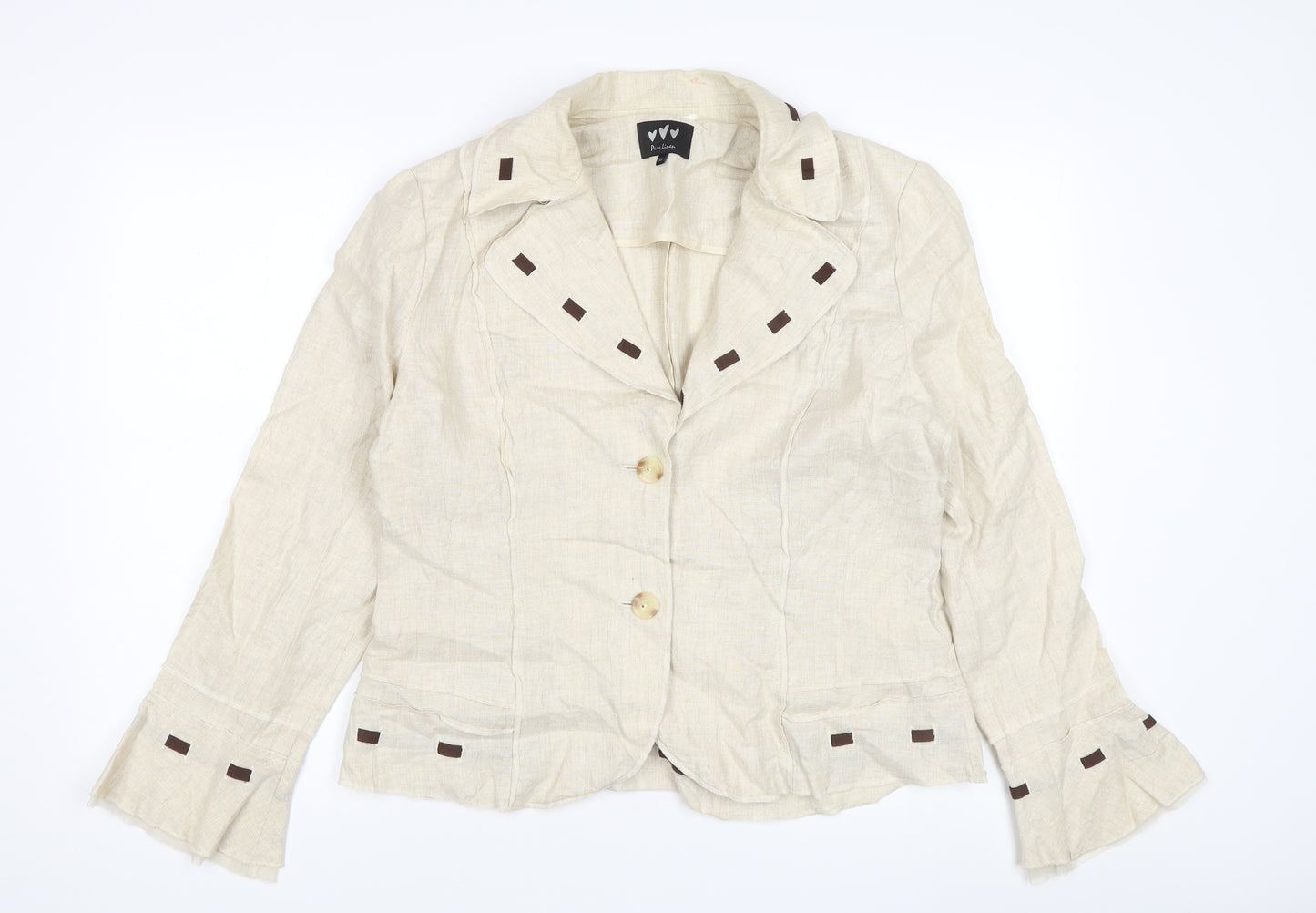 Beige Linen Blazer Women Size 16