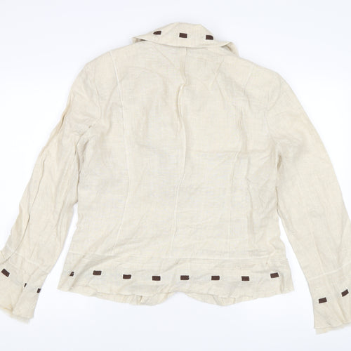 Beige Linen Blazer Women Size 16
