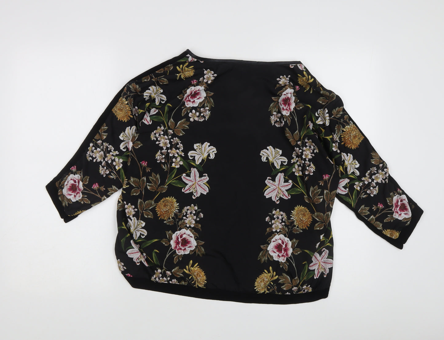 Oasis Women's Black Floral Embroidered Top - L