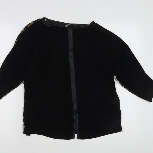 Oasis Women's Black Floral Embroidered Top - L