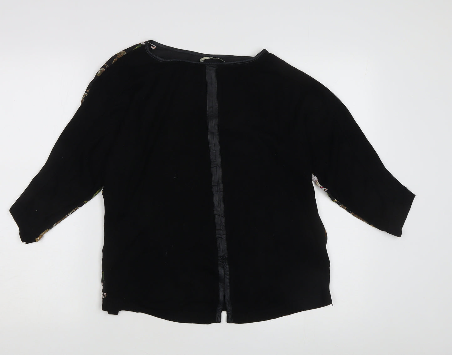 Oasis Women's Black Floral Embroidered Top - L