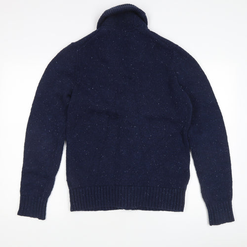 FatFace Men's Blue Cardigan, Size S, Wool Blend