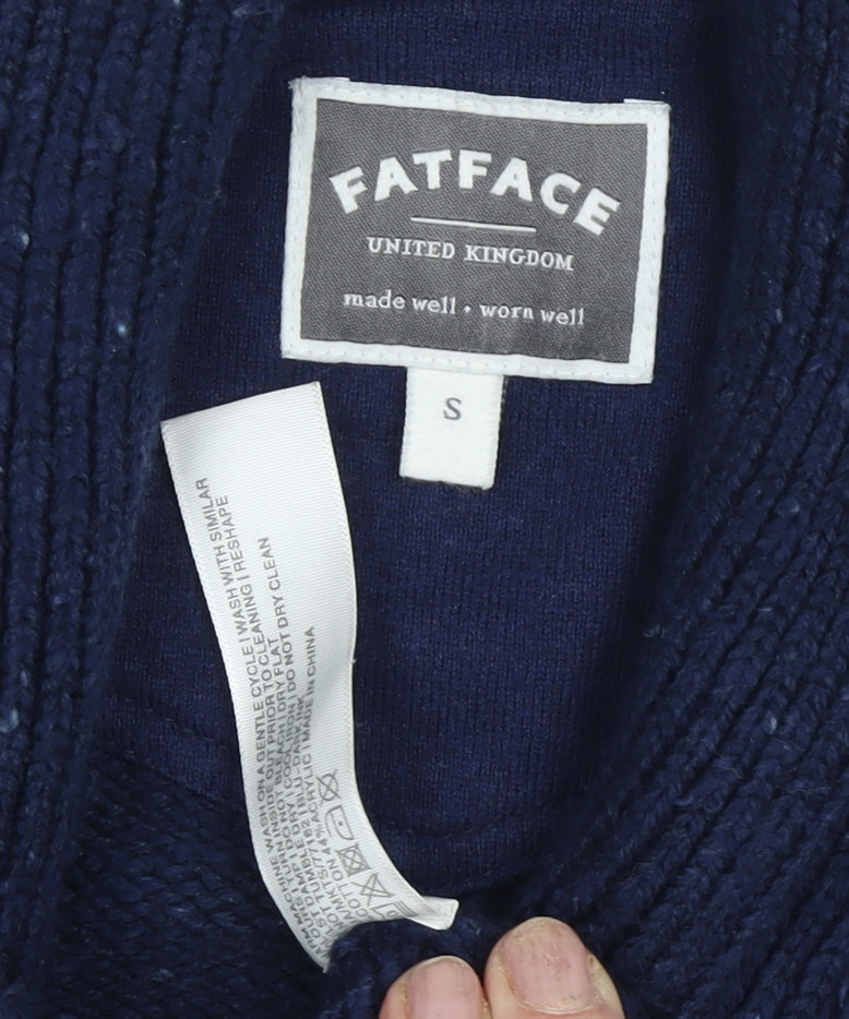 FatFace Men's Blue Cardigan, Size S, Wool Blend